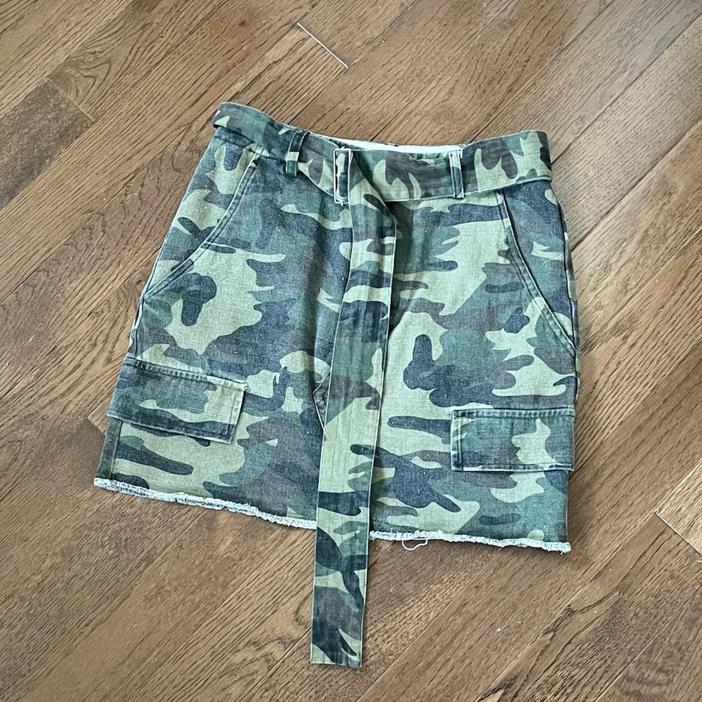 Better Be Camo Belted Mini Skirt